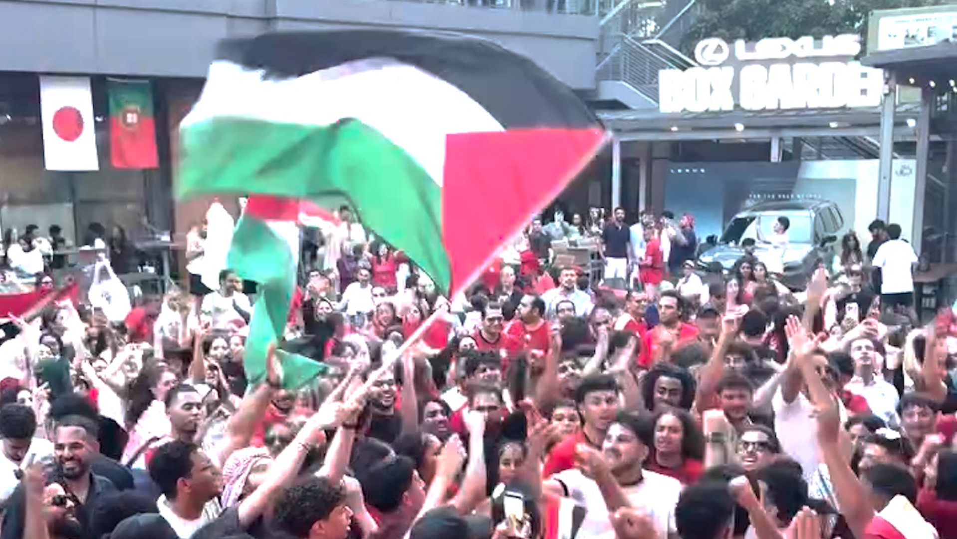 Egypt and Morocco fans celebrate World Cup wins by singing for Palestine