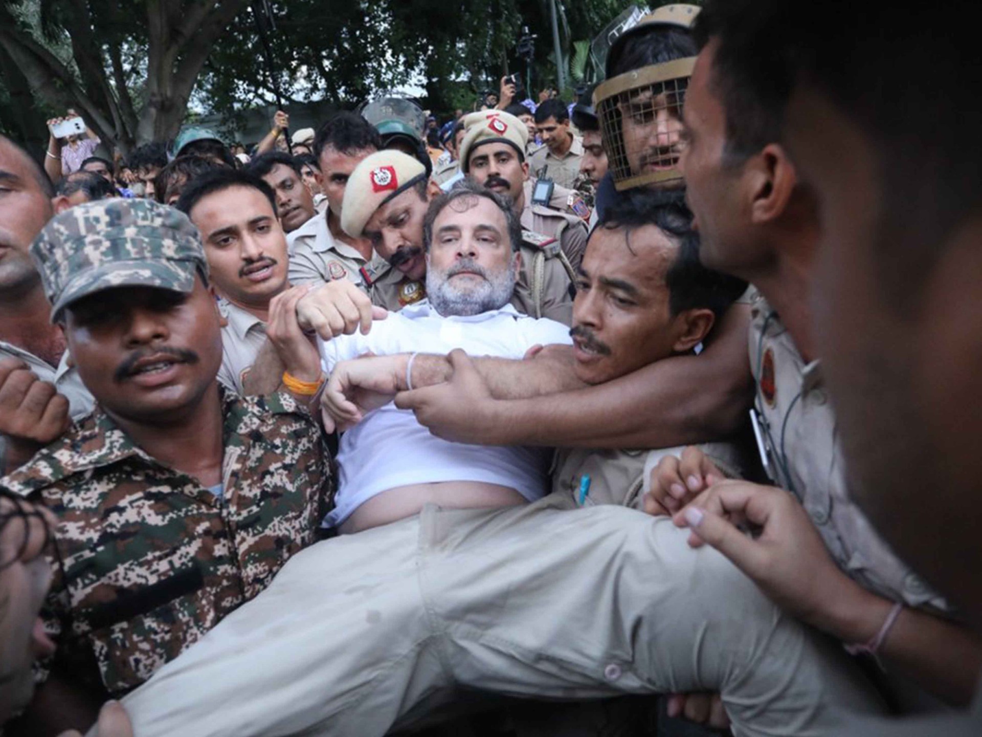 Police detain Rahul Gandhi at protest outside PM Modi’s home
