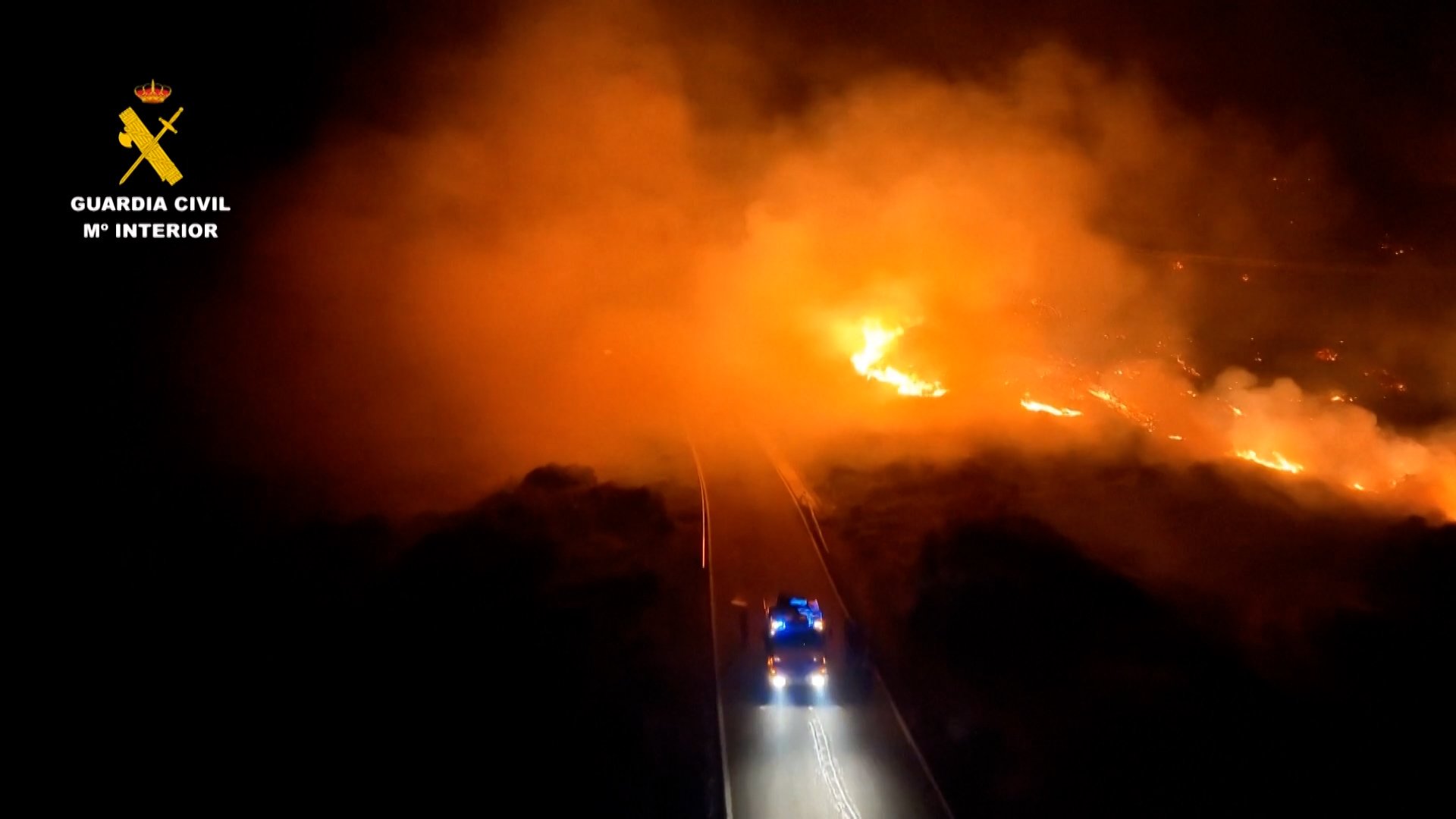 Drone video shows scale of major wildfire in northern Spain