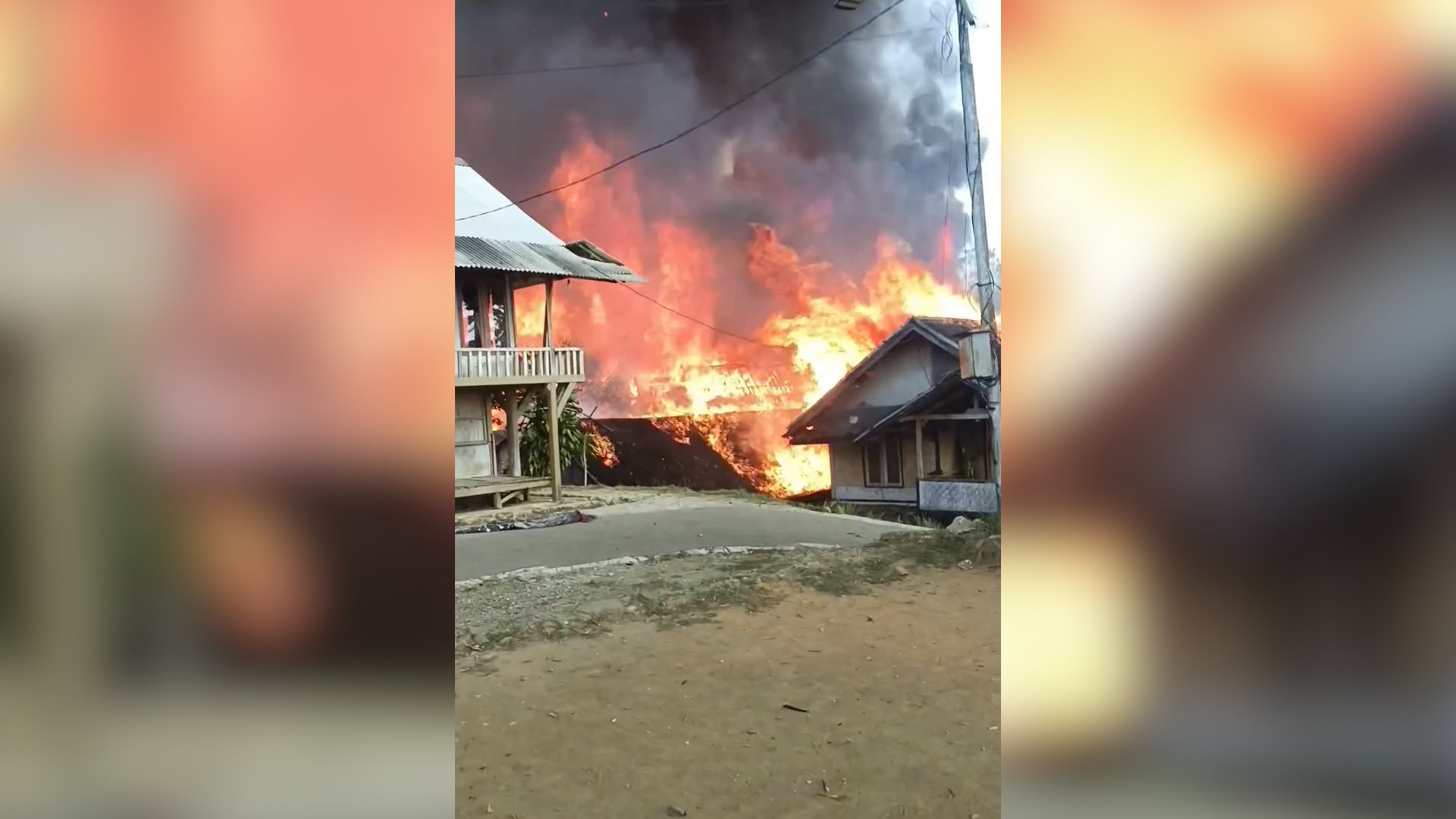 Fire tears through Indonesian village in West Java