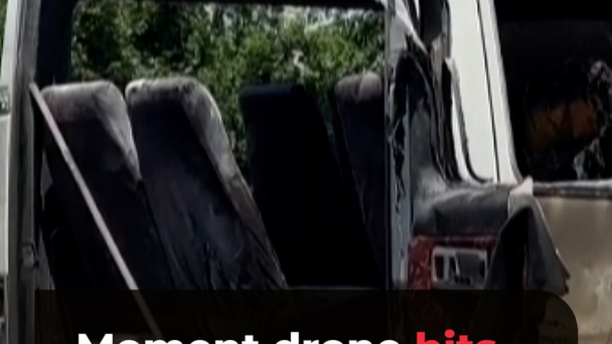 Moment drone hits vehicle in Zaporizhzhia