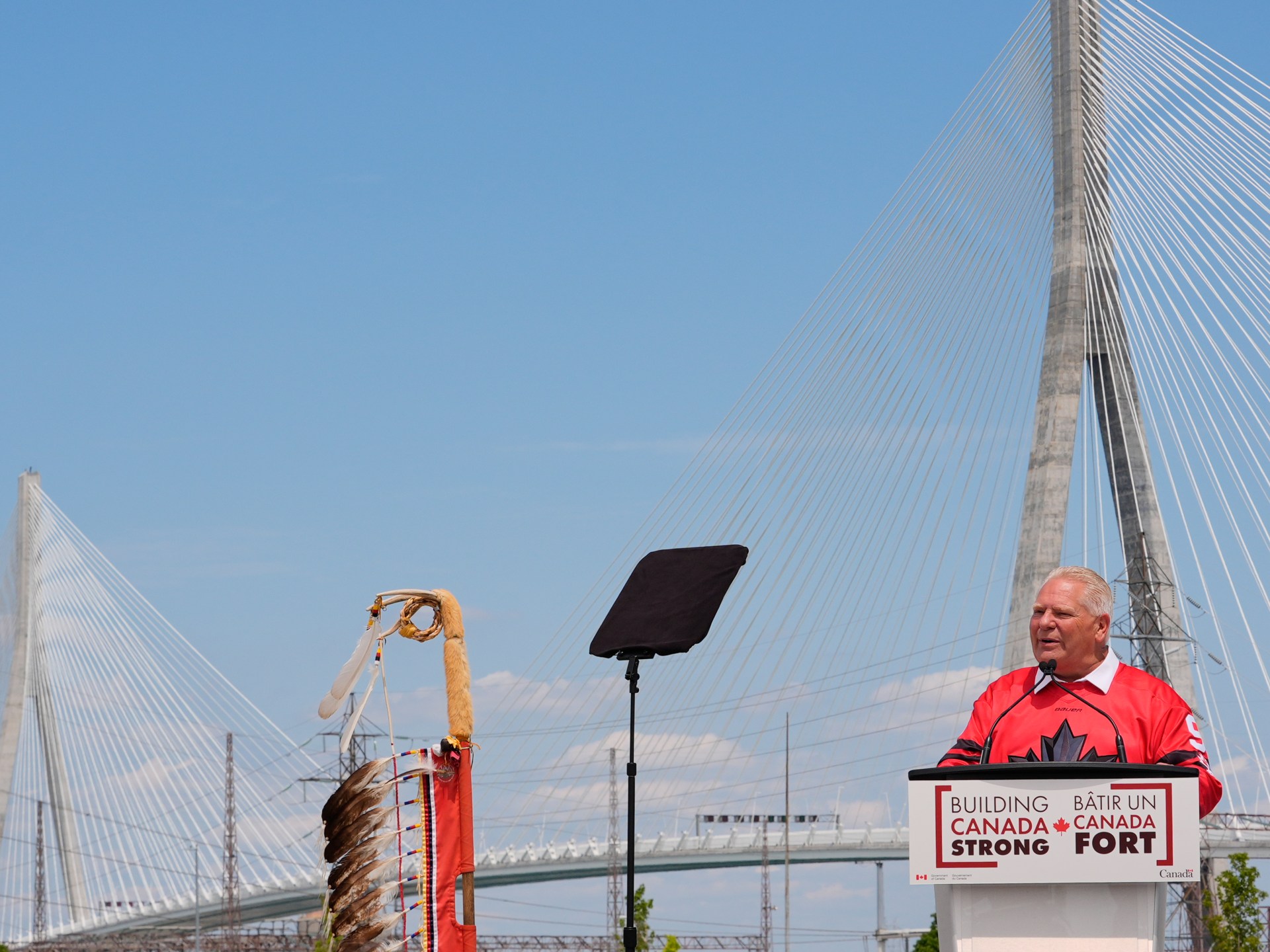 Canada marks Gordie Howe bridge opening without US after trade war deepens