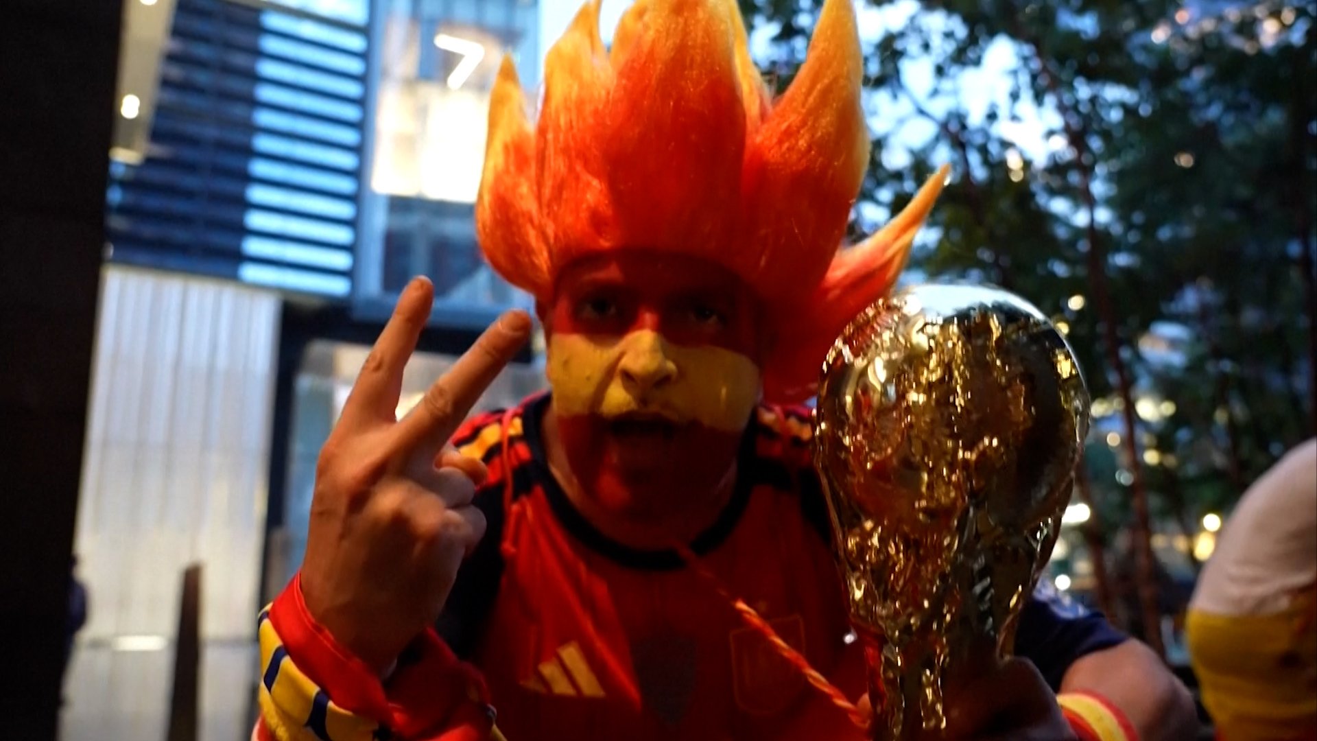 Spain fans bring the party to New York before World Cup final