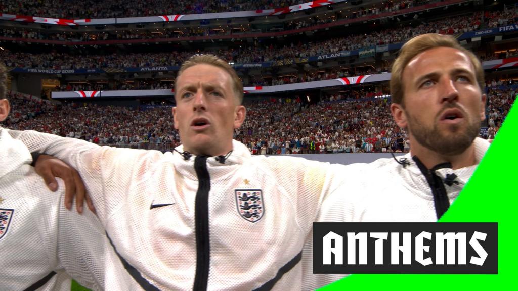 England and Argentina national anthems drowned out