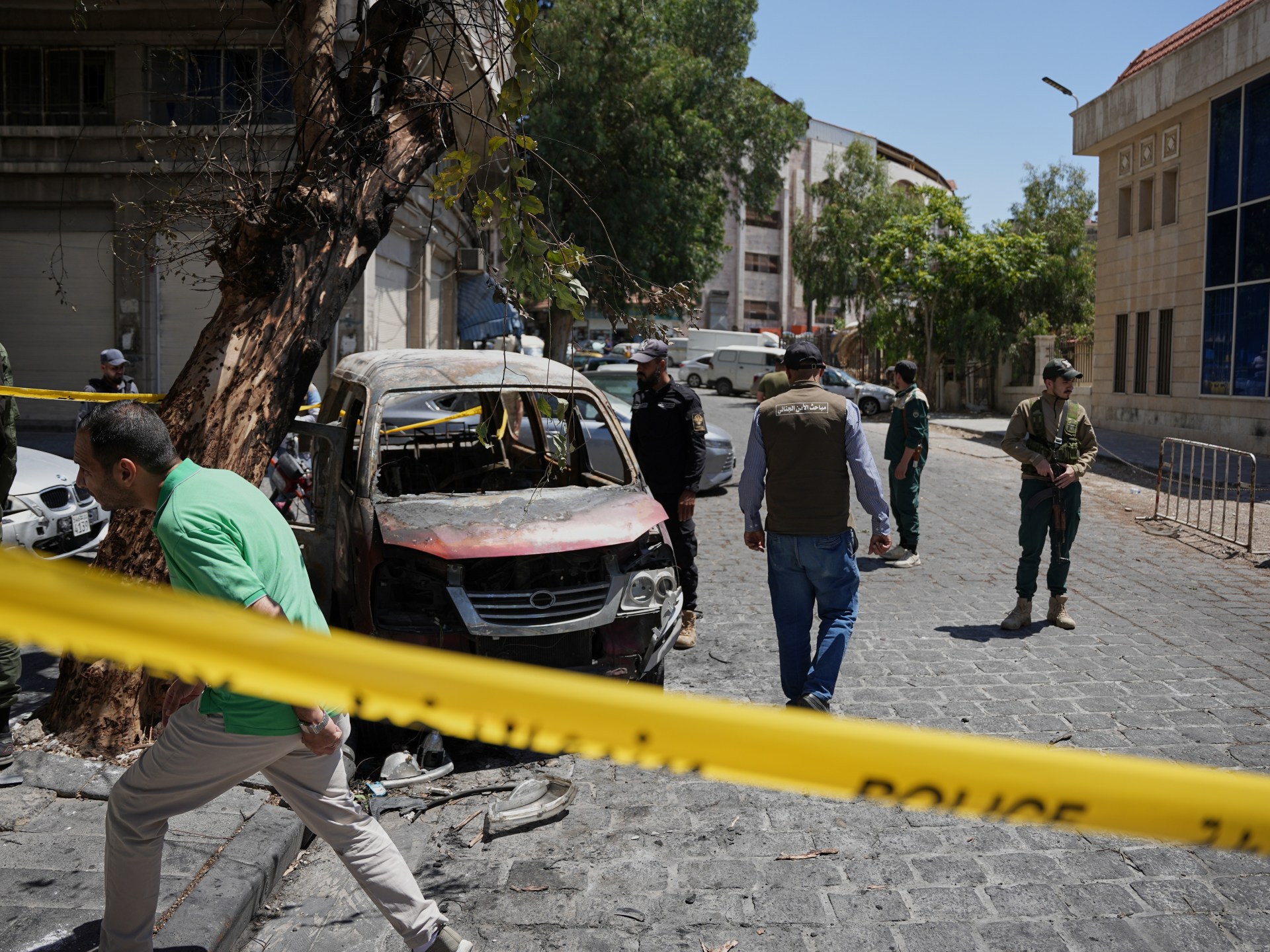 Syria says one killed, 36 wounded after Damascus blasts during Macron visit