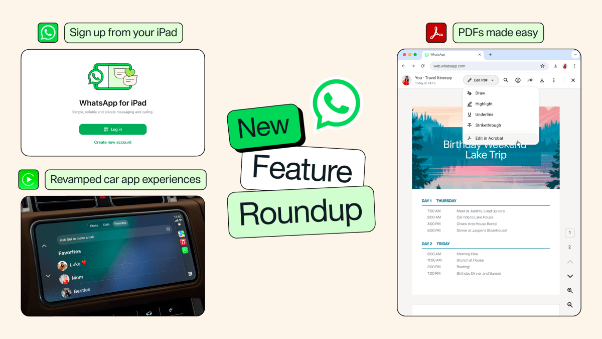 WhatsApp adds Apple CarPlay and Android Auto upgrades, iPad sign-ups, and more