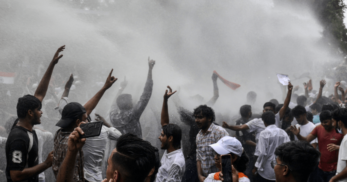 Water cannon deployed at India education system protests