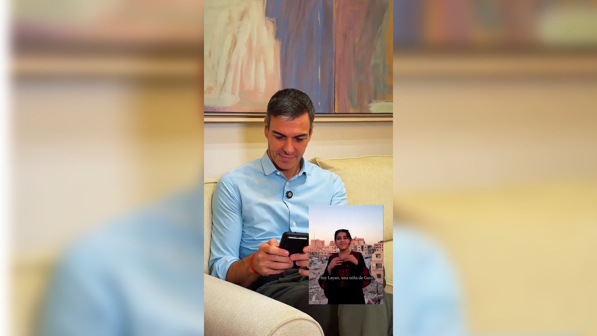 Spanish PM Pedro Sanchez thanks young Gaza artist for painting him