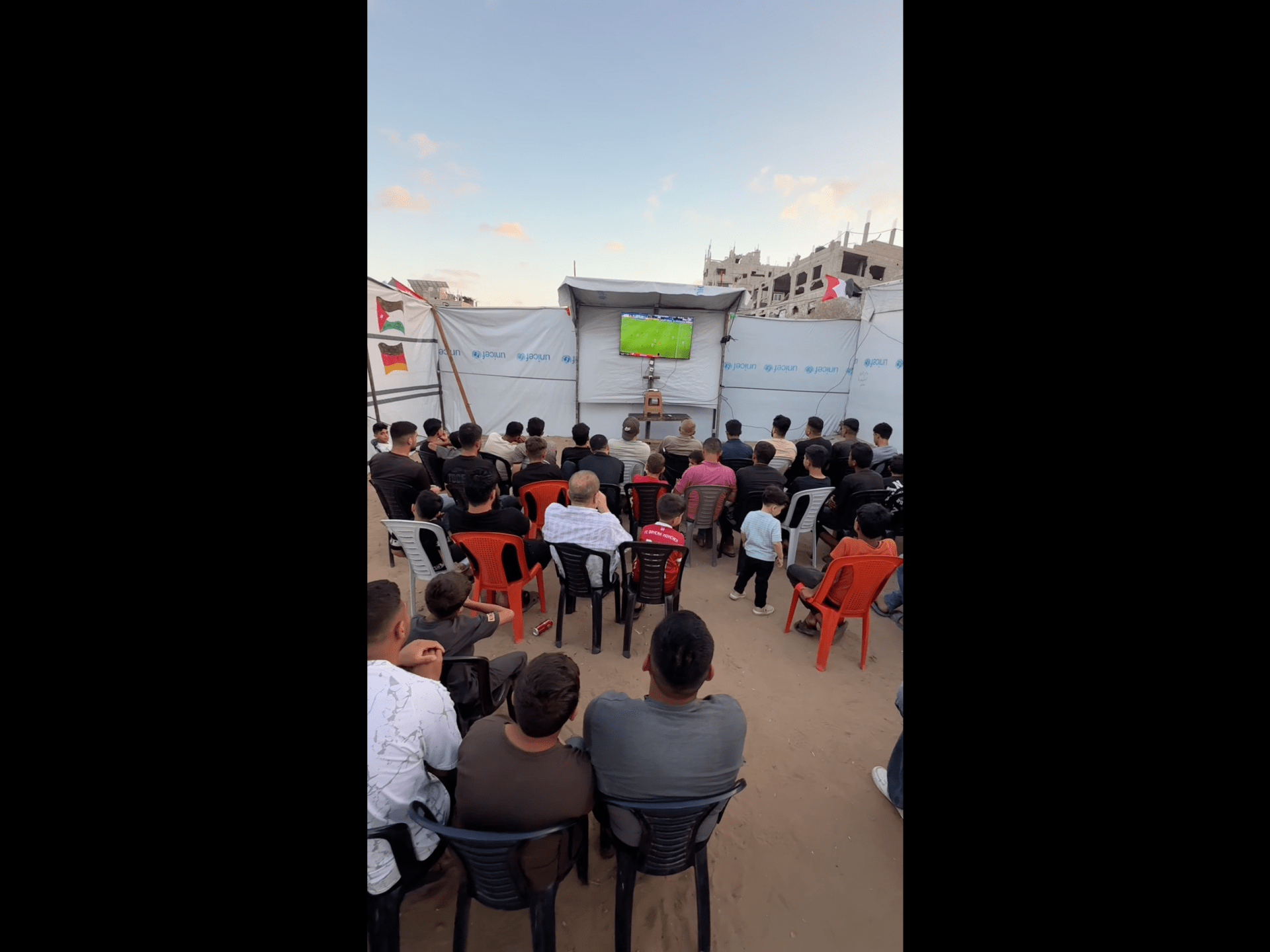 Football fans in Gaza gather to watch Spain-Saudi Arabia match