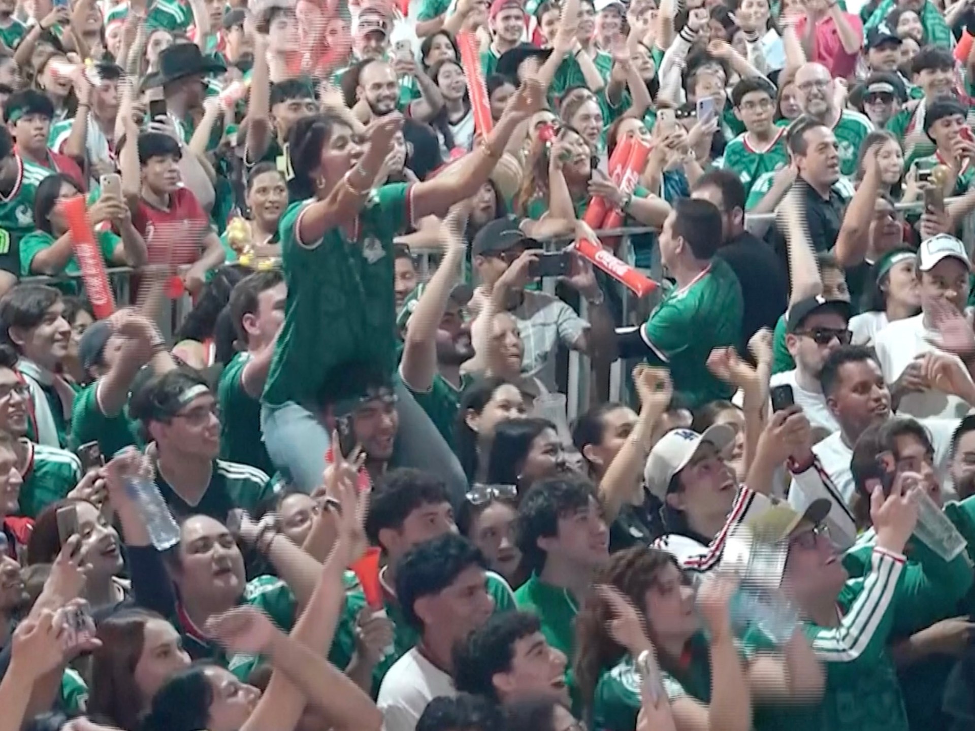 Mexico fans celebrate three World Cup group-stage wins in a row