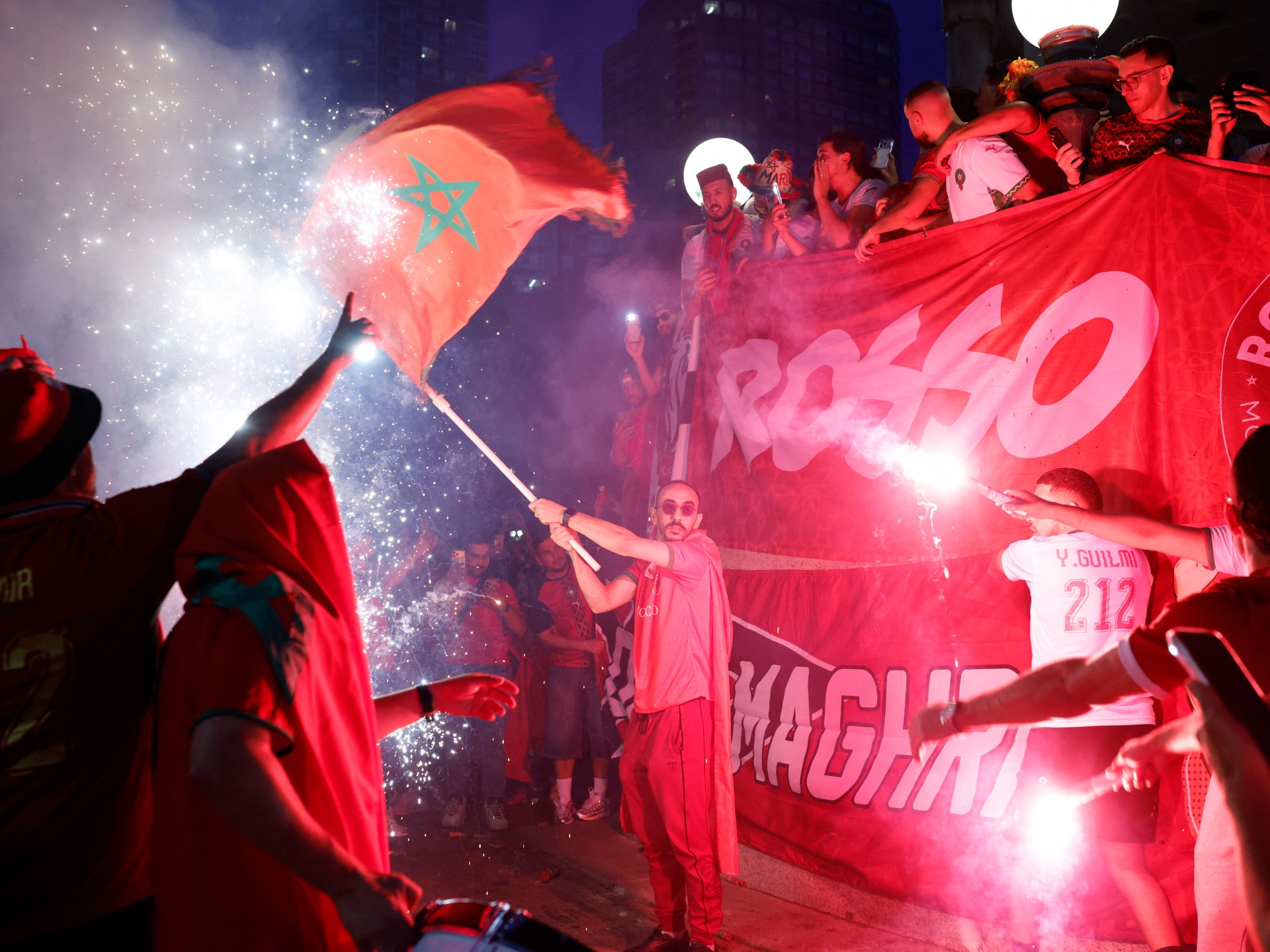 Fireworks as Morocco and France fans party ahead of World Cup match