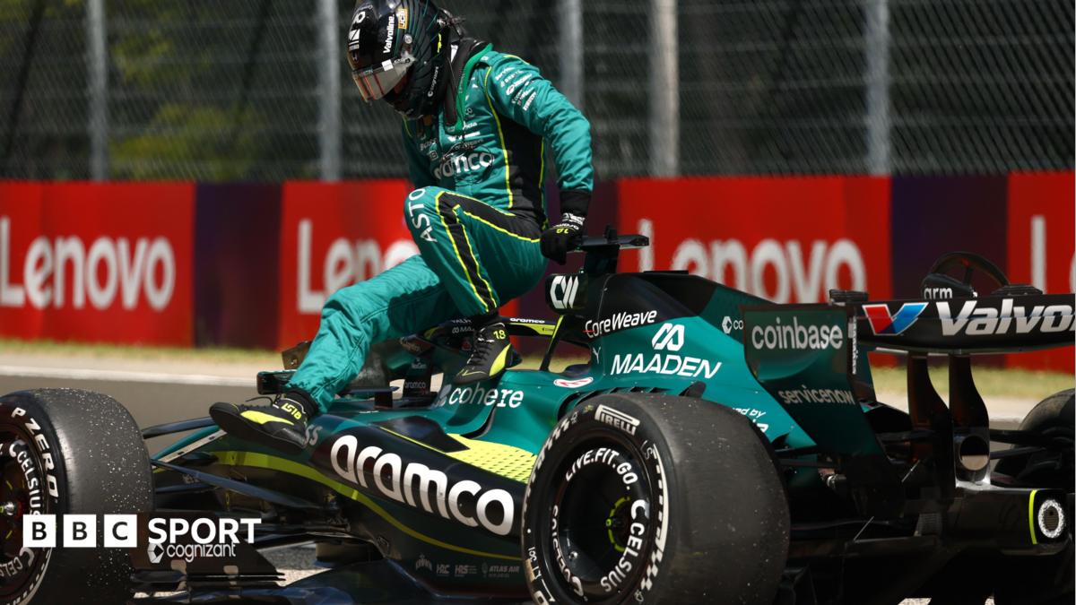 Stroll has suspension failure on new Aston Martin