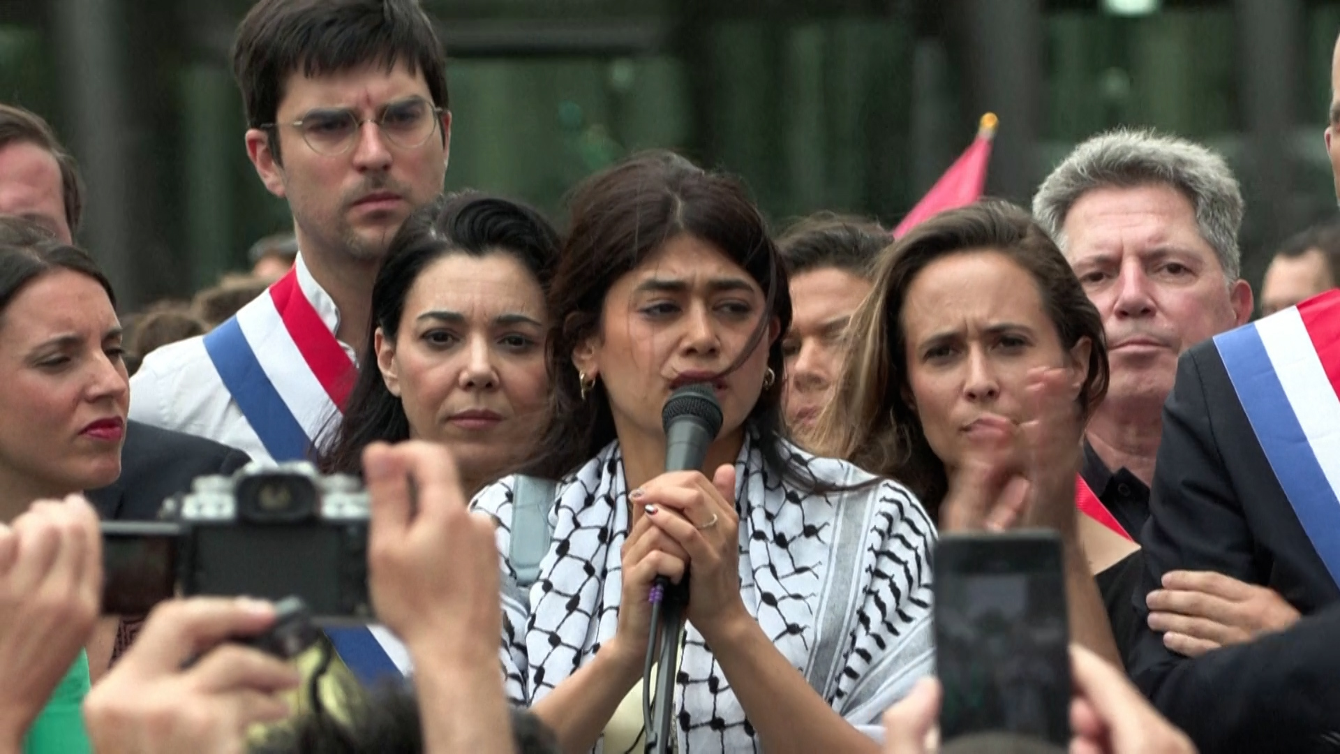 Pro-Palestine MEP Rima Hassan arrives at trial for ‘glorifying terrorism’