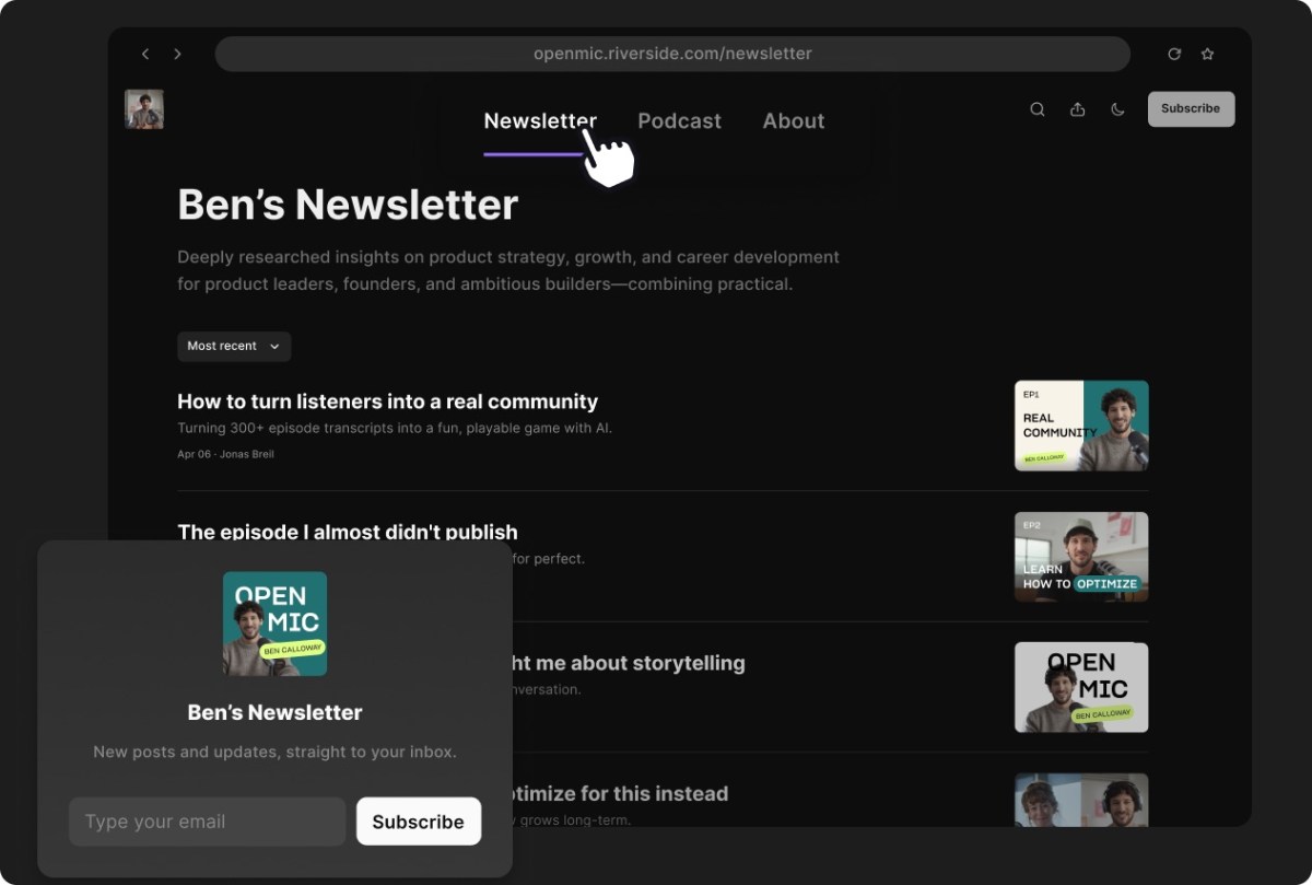 Podcasting platform Riverside enters the newsletter publishing game