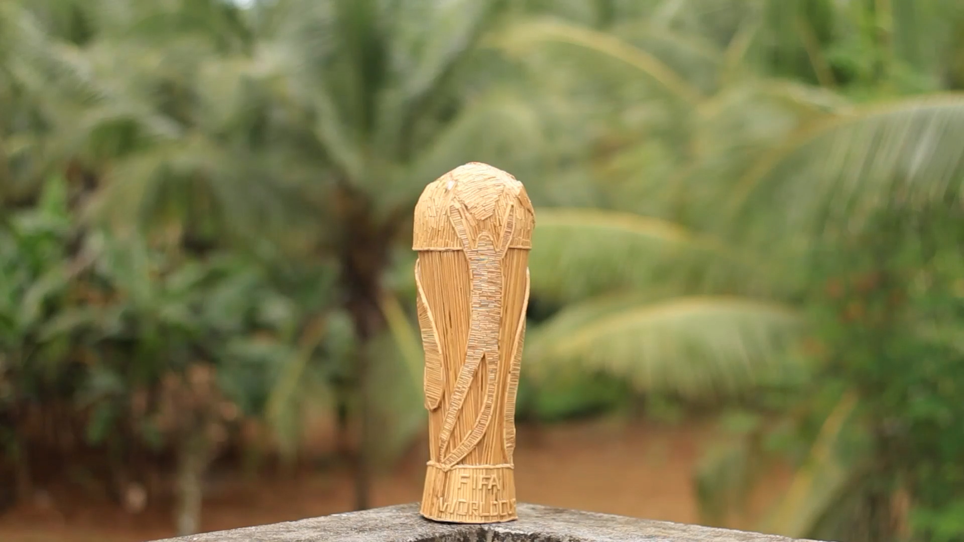Artist creates Kerala’s ‘coconut rib’ World Cup trophy