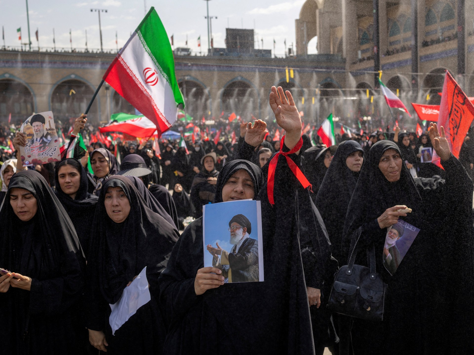 Iran war live: Huge crowds mourn Khamenei, Trump vows calm during funeral