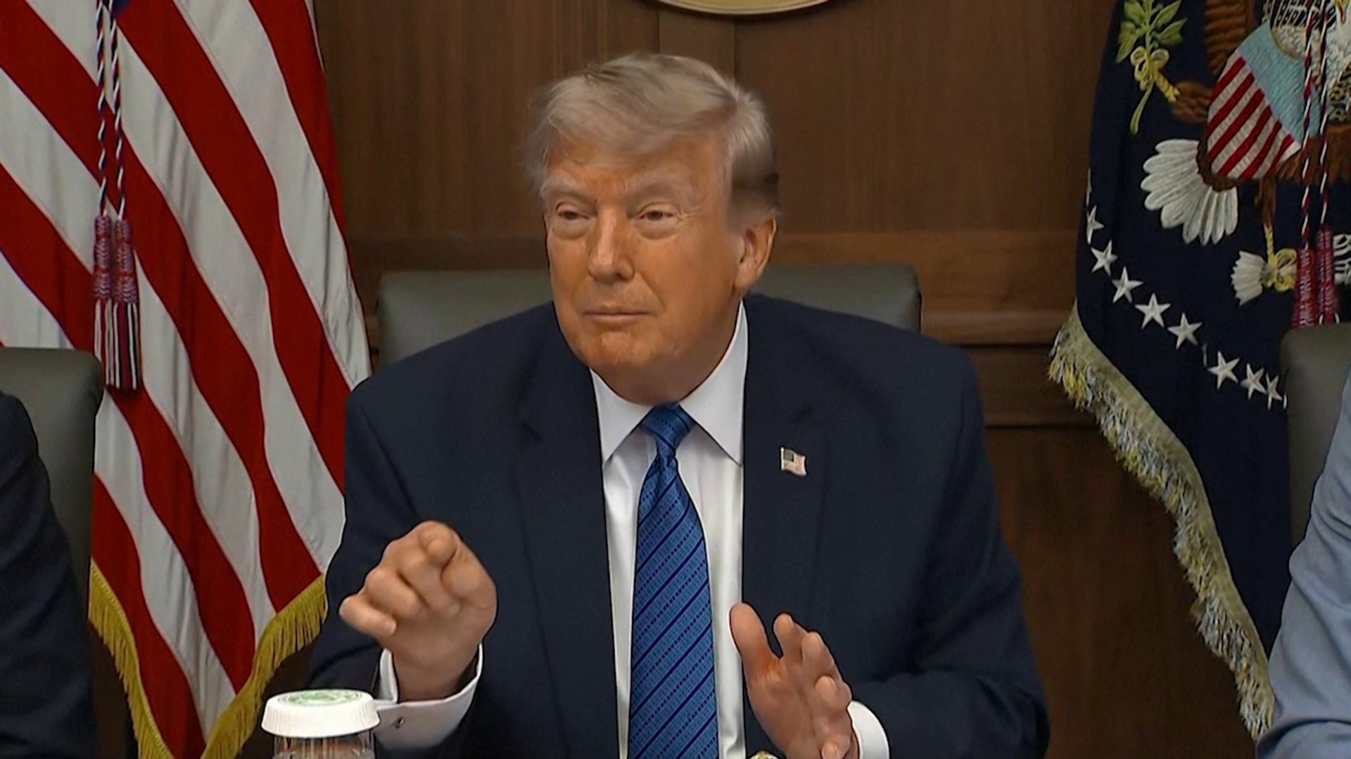 Trump mimics sound of Patriot missile interceptions